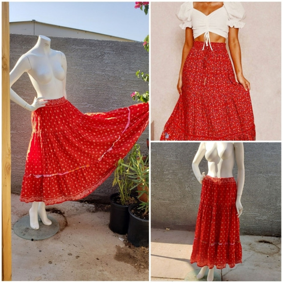 80s Rene Derhy  Skirt‎ BOHO Skirt - Picture 1 of 8